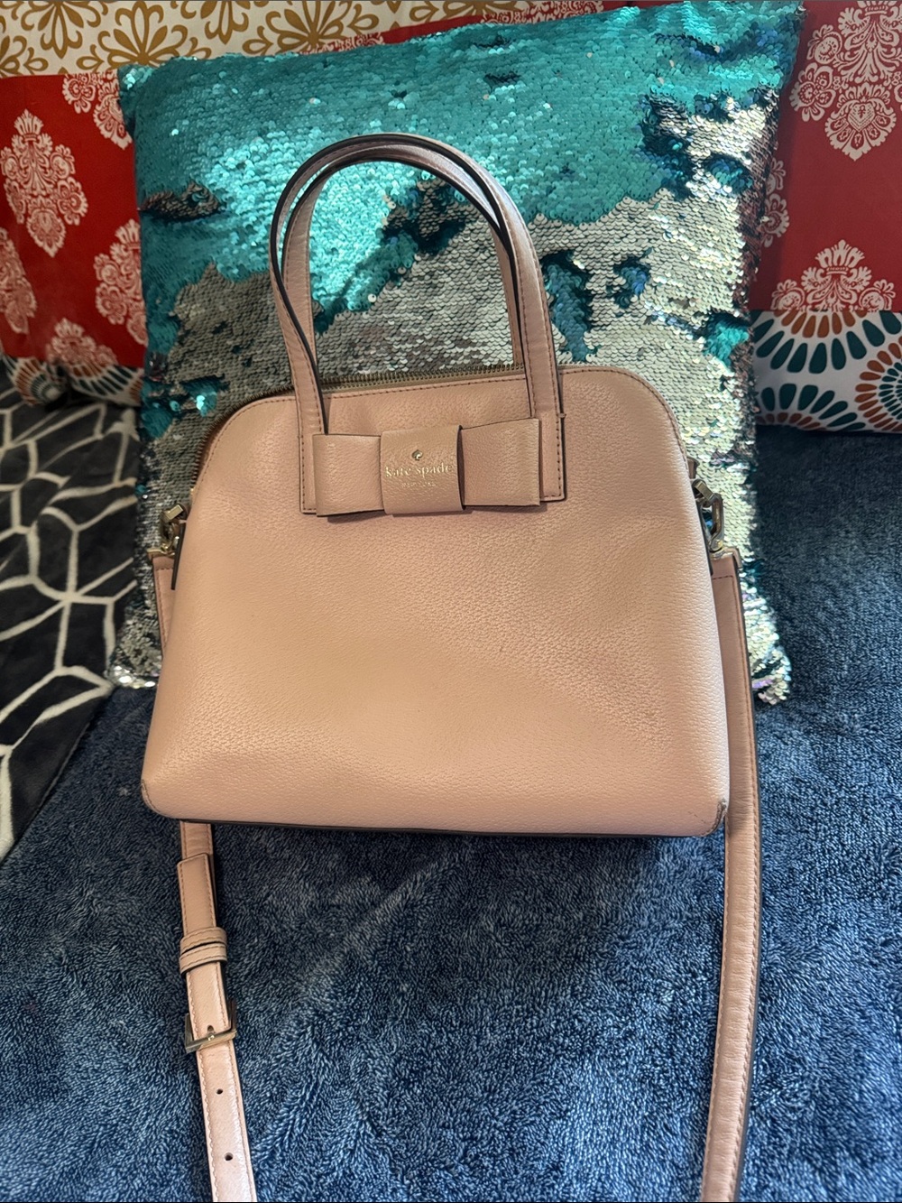kate spade Blush Pink Pebbled Leather Bow Satchel